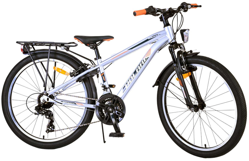 Load image into Gallery viewer, Volare Cross Kinderfiets Jongens 24 inch Zilver 18 versnellingen Twee handremmen
