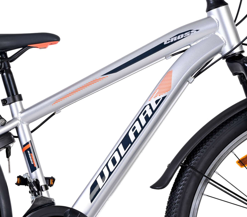 Load image into Gallery viewer, Volare Cross Kinderfiets Jongens 24 inch Zilver 18 versnellingen Twee handremmen
