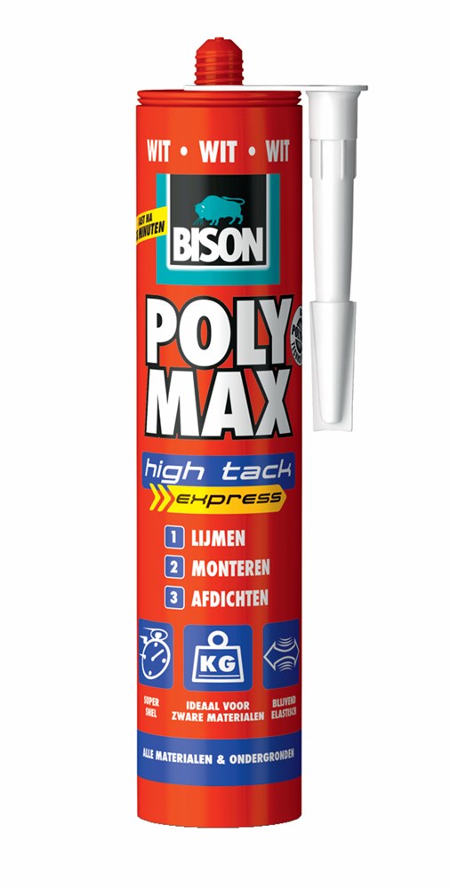 Bison poly max high tack wit 425g
