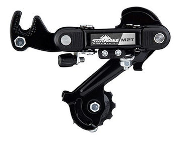 Sunrace achterderailleur - 6 7-speed - lange kooi - staal - zwart