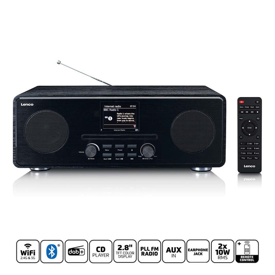 Lenco internet dab+ fm-radio met cd-speler en bluetooth® zwart - dir-260bk