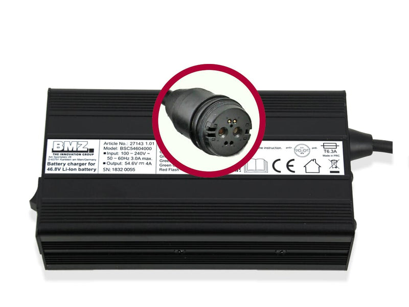 Load image into Gallery viewer, Bmz acculader li-ion 54,6v 4a plug rosenberger
