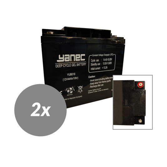Yanec gel accu 12v 44ah vervangingsset (excl. kabels)