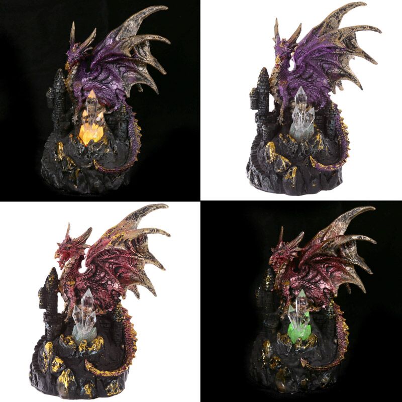 Load image into Gallery viewer, Dark legends draak op kasteel led kristal
