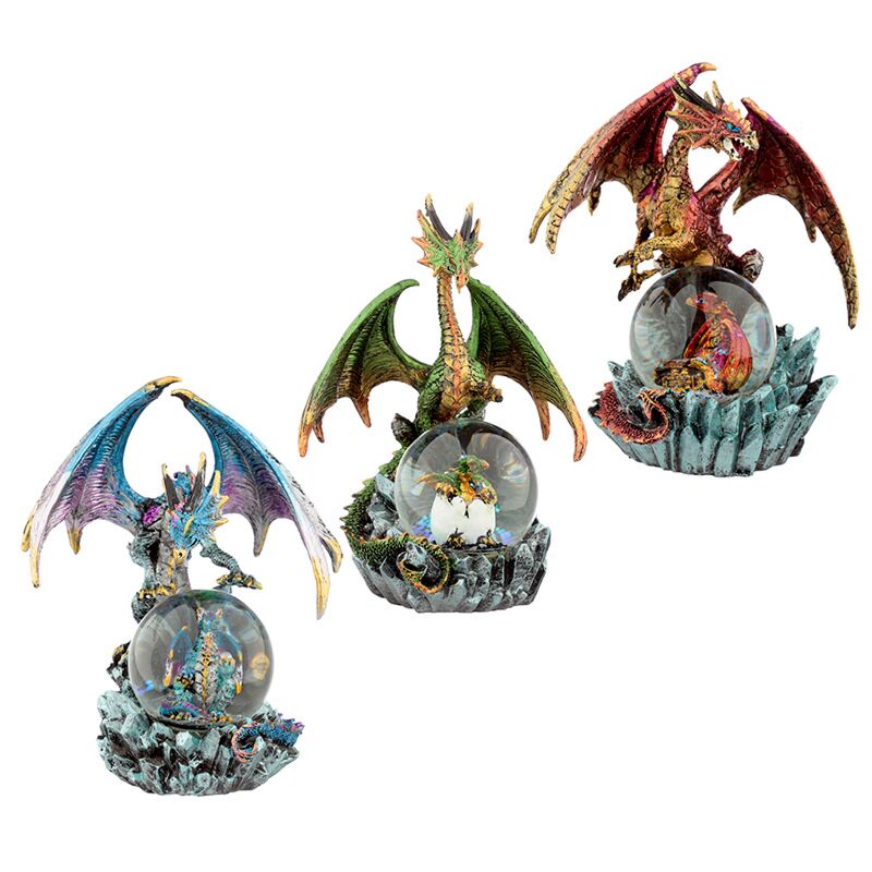 Load image into Gallery viewer, Dark legends kristallen bol draak sneeuwbol
