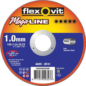 Flexovit dss mega-line 125x1.6x22.23 a46v t41 rvs | 25 stuks