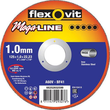 Flexovit dss mega-line 125x1.6x22.23 a46v t41 rvs | 25 stuks