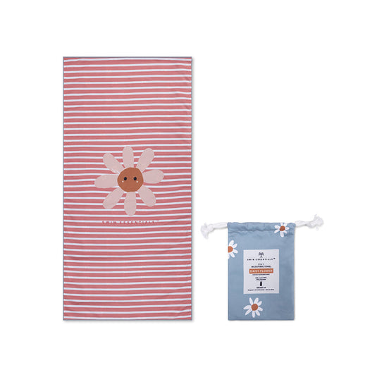 Daisy flower | blauwe microveze handdoek 135 x 65 cm