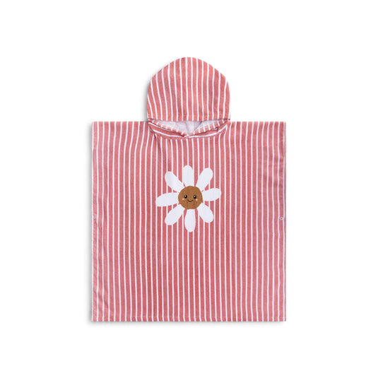 Daisy flower | rood witte katoenen strandponcho 65 x 65 cm