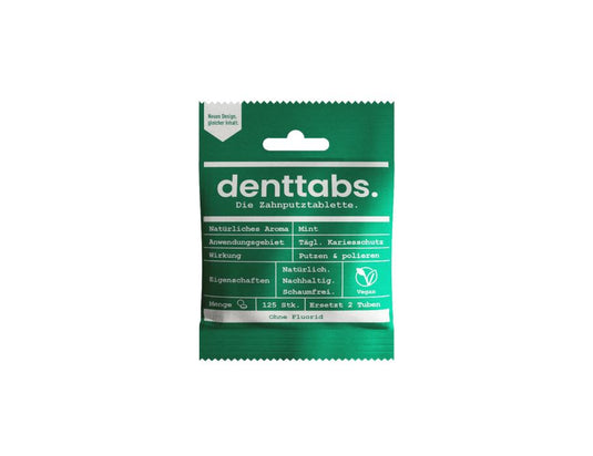 Denttabs tandpasta tabletten - zonder fluor - mint