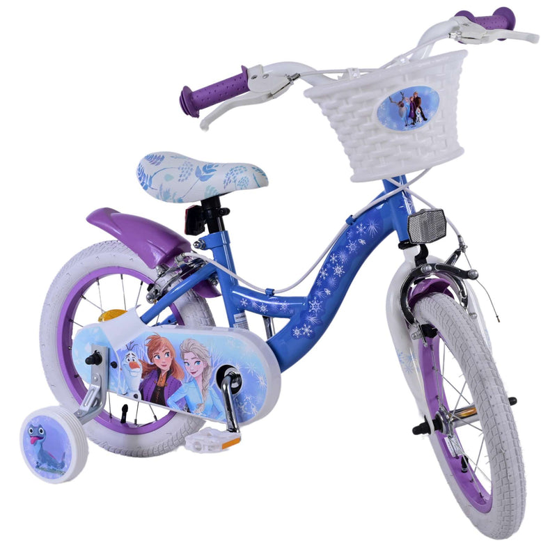 Load image into Gallery viewer, Disney Frozen 2 Kinderfiets Meisjes 14 inch Blauw Paars Twee handremmen
