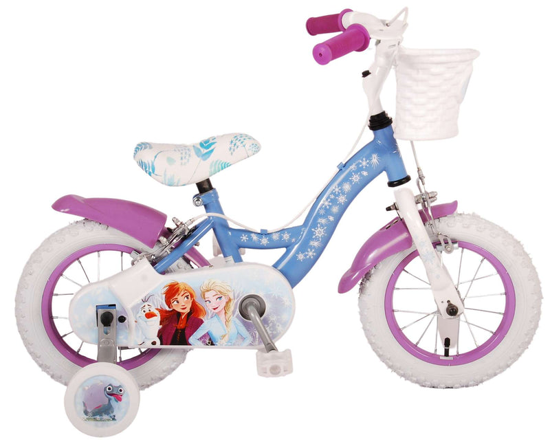 Load image into Gallery viewer, Disney Frozen 2 Kinderfiets - Meisjes - 12 inch - Blauw Paars - Twee handremmen

