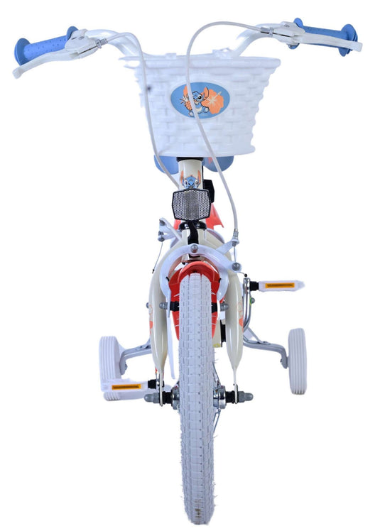 Stitch disney kinderfiets - meisjes - 14 inch - crème koraal blauw - twee handremmen