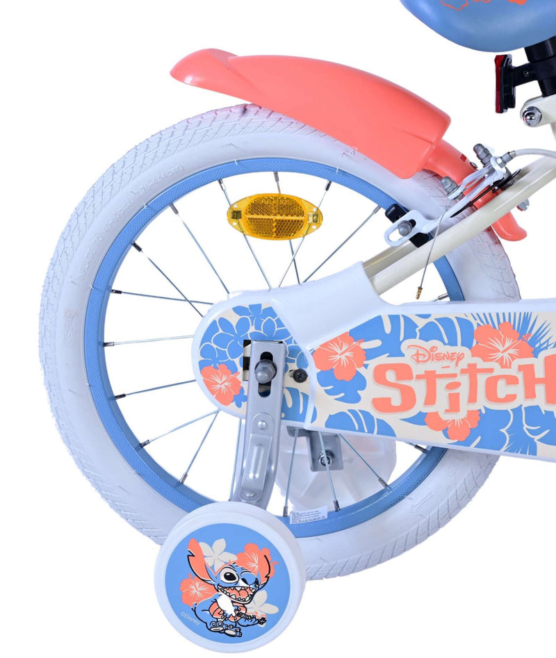 Load image into Gallery viewer, Stitch Stitch Kinderfiets Meisjes 16 inch Crème Koraal Blauw Twee handremmen
