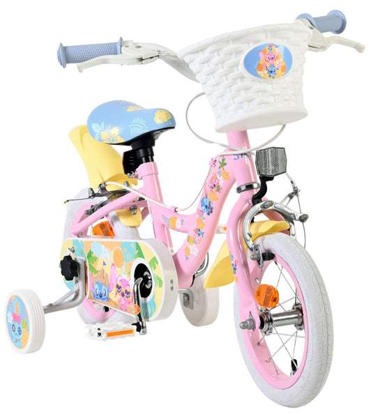 Stich disney stitch kinderfiets - meisjes - 12 inch - twee handremmen - roze