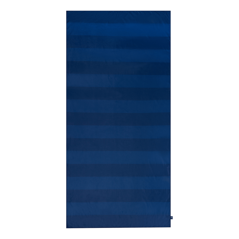Load image into Gallery viewer, Vibrant stripes | blauwe microvezel handdoek 180 x 90 cm

