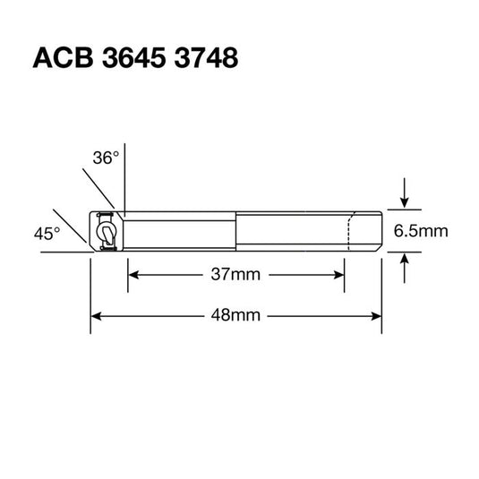 Enduro bearings acb 3645 3748 bo - abec 5 - black oxide (angular contact) - 37x48x6,5 (36x45°)