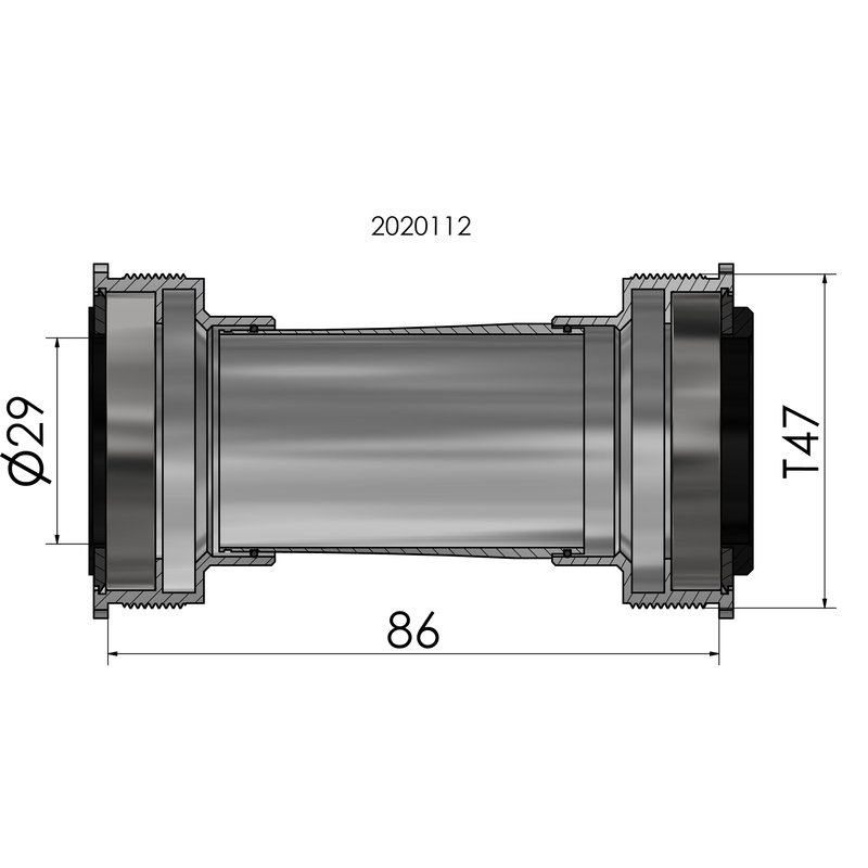 Load image into Gallery viewer, Trapas Elvedes Thread fit T47 SRAM DUB intern 86 mm
