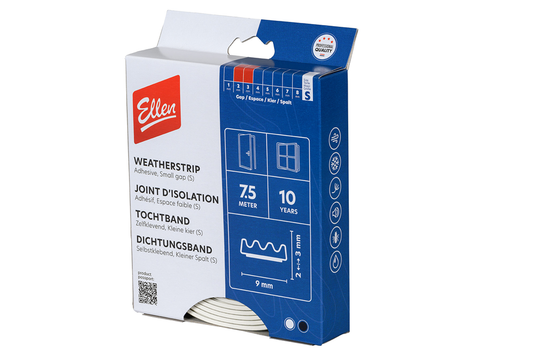 Ellen tochtband k-profiel - wit - 9x3mm - 7.5m