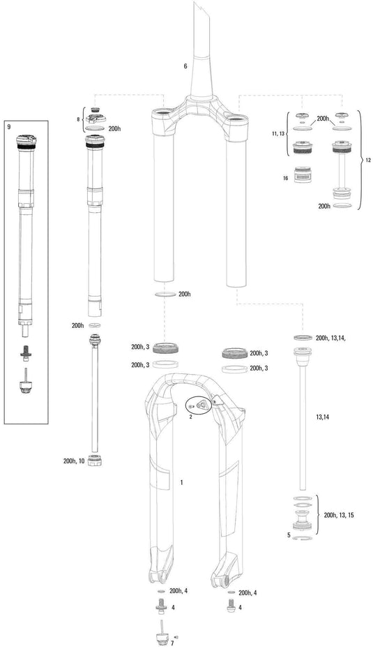 Rockshox verende voorvork pike dj susp.fork rs pike dj 100mm black