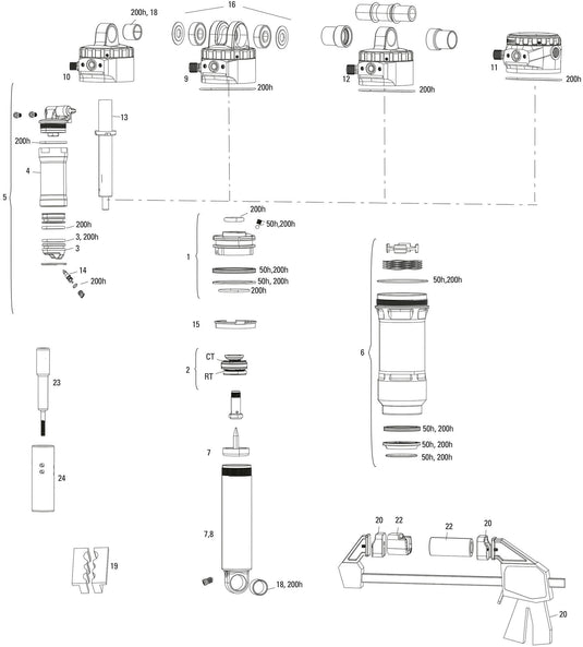 Rockshox schokdemper super deluxe ultimate rc2t rear shock rs sup.del. ult.rc2t 230x62,5mm