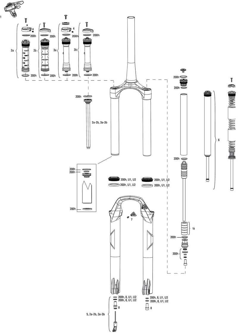 Load image into Gallery viewer, Rockshox verende voorvork recon silver rl rs spring recon p. 29 100 sa sb 51 off black
