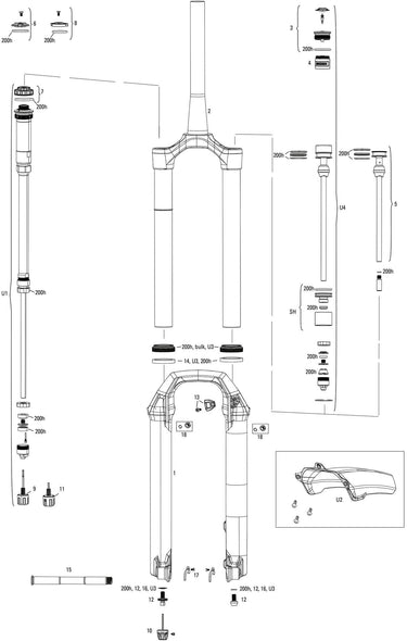 Rockshox verende voorvork pike select rc 27,5 boost susp.fork rs pike sel.rc 27,5 boost 140mm black