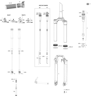Rockshox verende voorvork sid select rl 3p 27,5 + 29 boost susp.fork rs sid sel.rl 3p 27,5 + 29 boost remo.