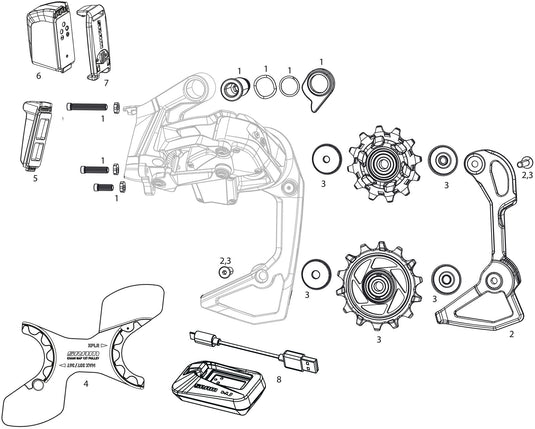 Sram achterderailleur red axs e1 rear derail. axs e1 10-28 36t