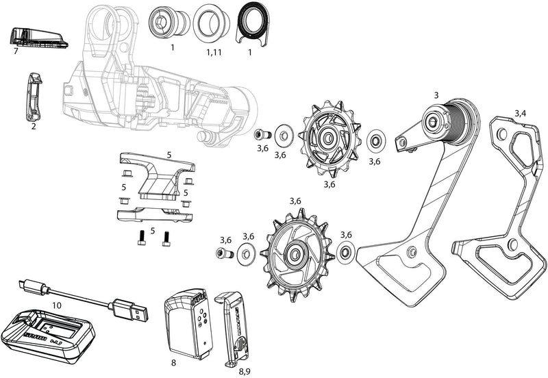 Load image into Gallery viewer, Sram achterderailleur red xplr axs e1 rear derail. red xplr axs e1 10-46t silver
