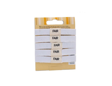 Fair squared haarelastiekjes - plasticvrij - wit - 5st