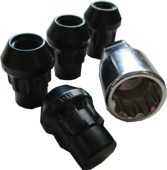 Autostyling seehase seehase set velgsloten wielsloten rim locks set black cone 60, m12x1.5