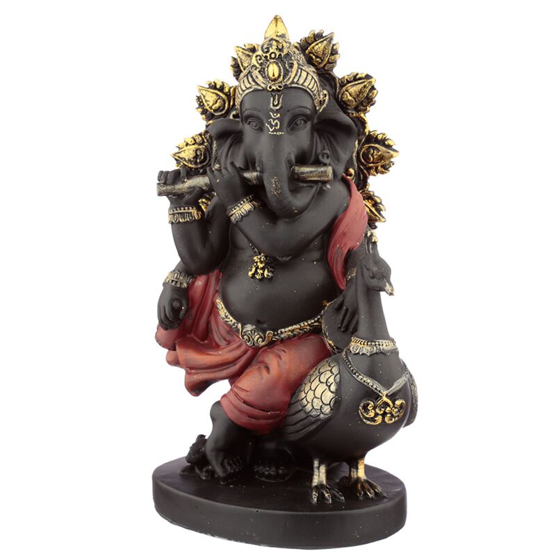 Load image into Gallery viewer, Ganesh beeldje met pijp en pauwhaan
