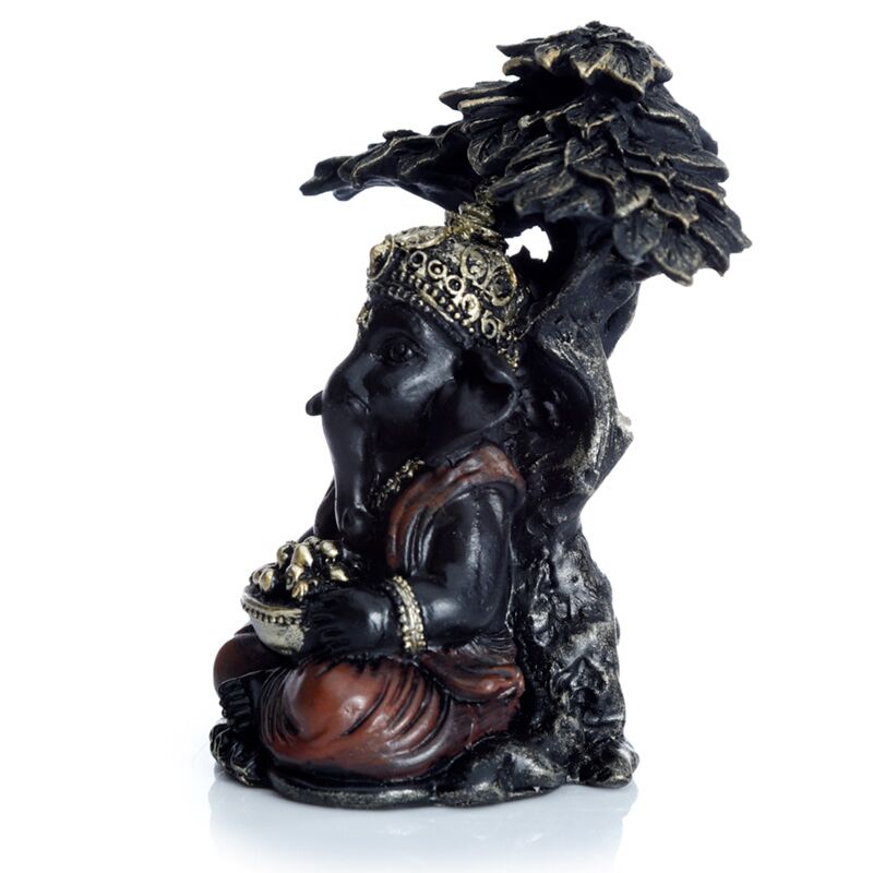 Load image into Gallery viewer, Zwart goud ganesh zittend onder boom
