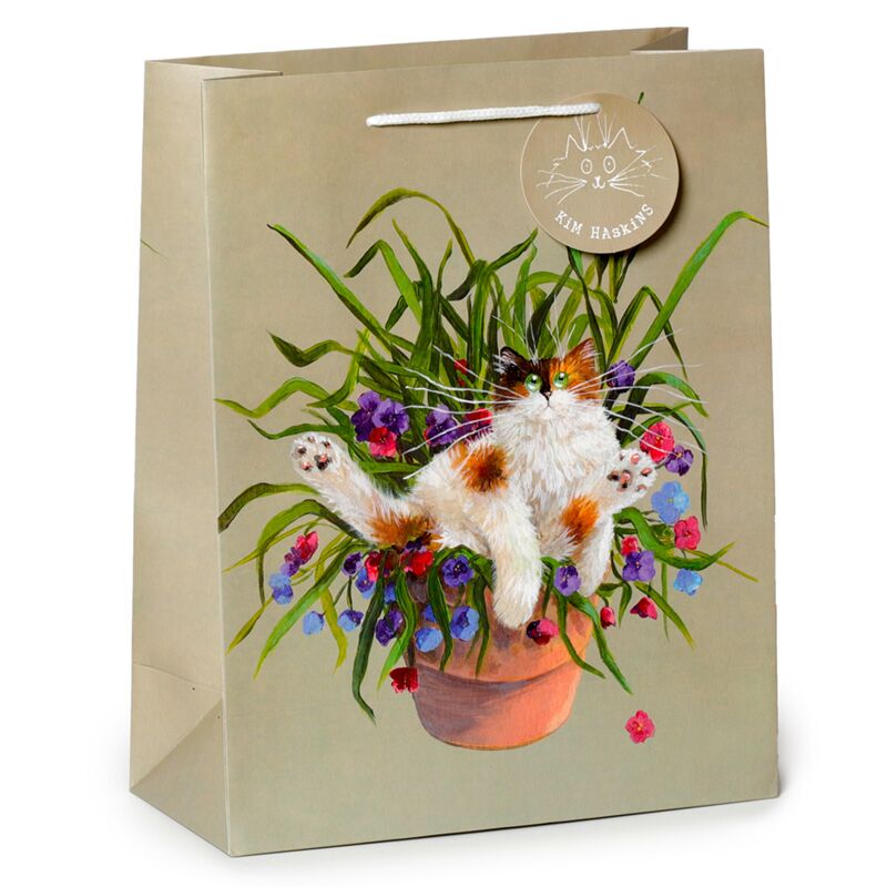 Load image into Gallery viewer, Kim haskins kat in plantenpot groen - cadeautasje large
