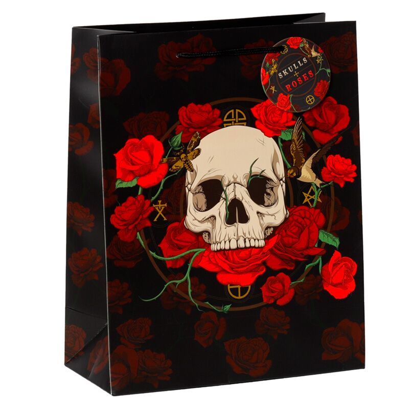 Load image into Gallery viewer, Schedel en rozen rode rozen - cadeautasje large
