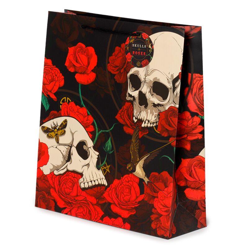 Load image into Gallery viewer, Schedel en rozen rode rozen- cadeautasje xl
