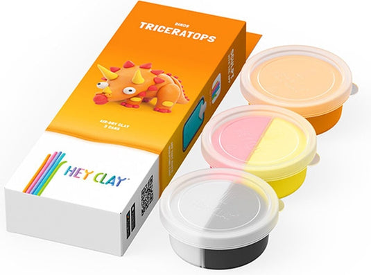Hey-clay triceratops 3 cans boetseerklei