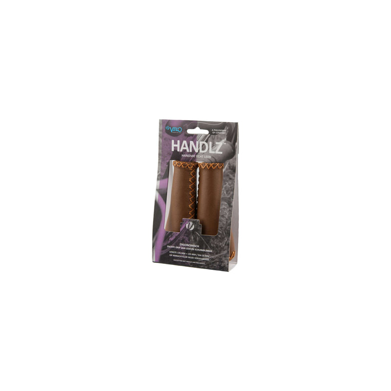 Load image into Gallery viewer, Velo Ergo Leather Handlebar Grips, 135 135mm, Dark Brown

