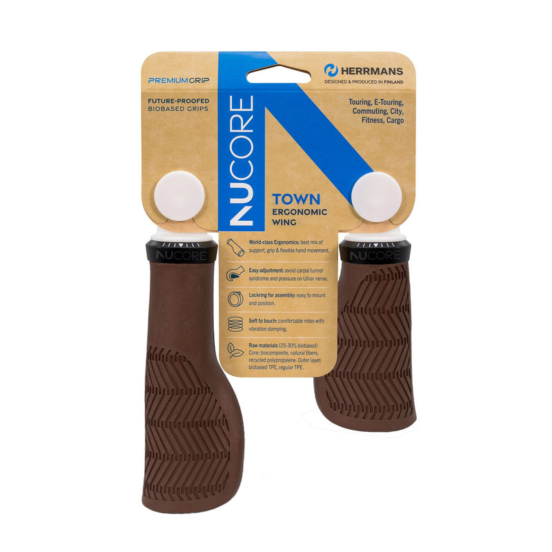 Load image into Gallery viewer, Herrmans handvatset nucore town wave 90 130mm bruin
