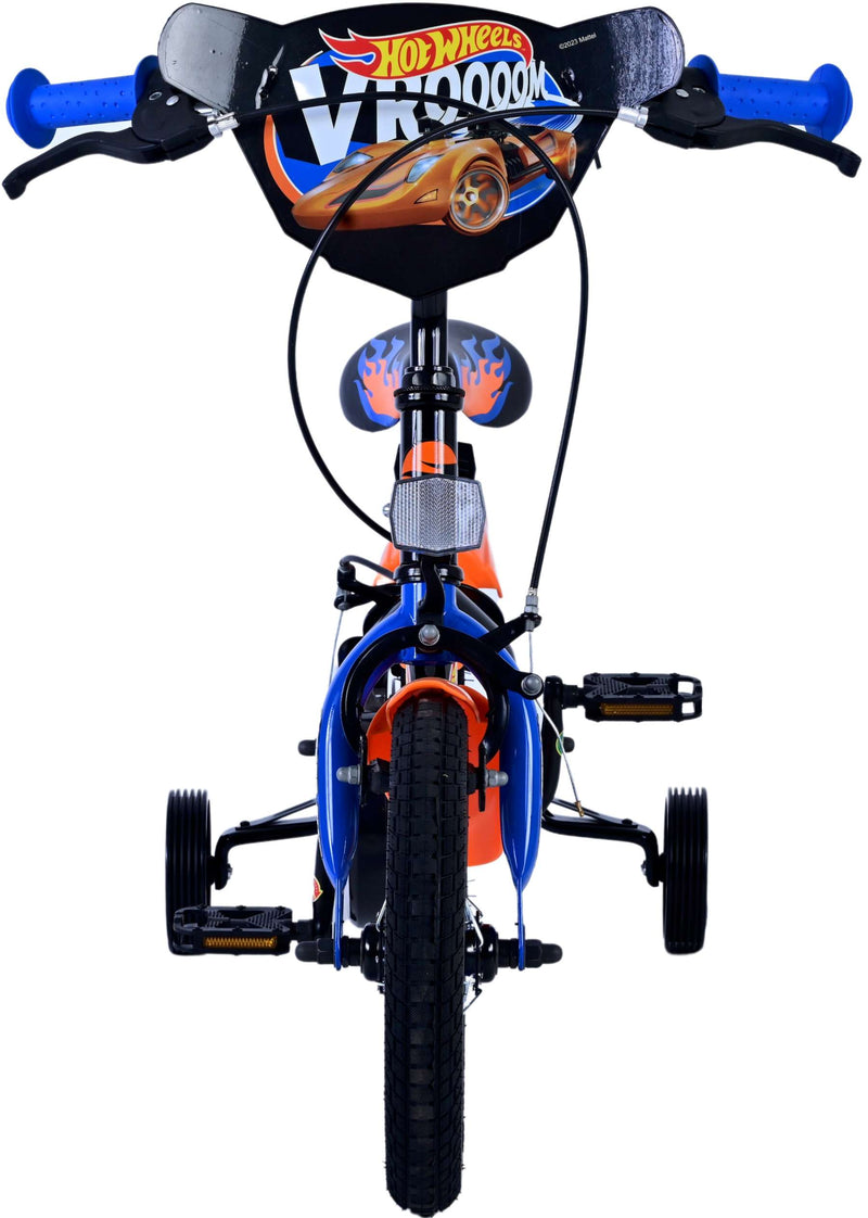 Load image into Gallery viewer, Volare hot wheels kinderfiets - jongens - 12 inch - zwart oranje blauw - twee handremmen
