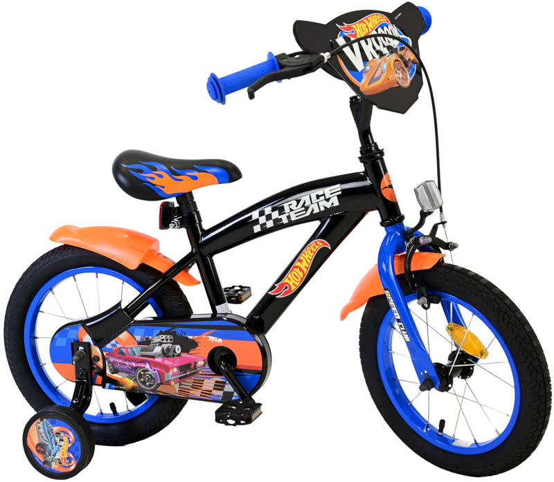 Afbeelding laden in galerijviewer, Volare hot wheels kinderfiets - jongens - 14 inch - zwart oranje blauw
