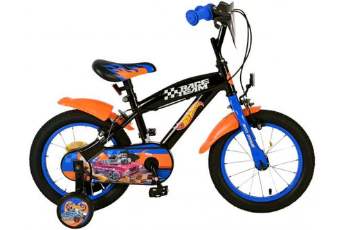 Hot wheels kinderfiets - jongens - 14 inch - zwart - twee handremmen