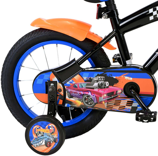 Volare hot wheels kinderfiets - jongens - 14 inch - zwart oranje blauw