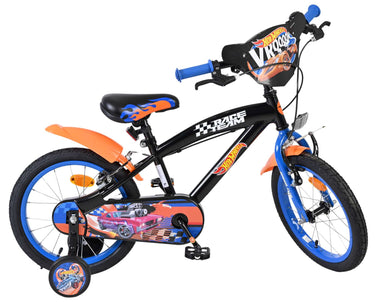 Heiße räder hot wheels kinderfiets - jongens - 16 inch - zwart oranje blauw - twee handremmen