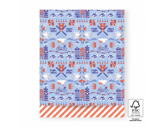 House of products cadeauzakjes - holland - orange stripes - 27x34cm - 200st