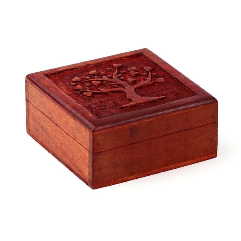 Load image into Gallery viewer, Mango hout gesneden tree of life opbergdoosje
