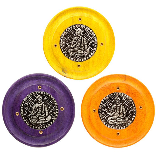 Mangohout boeddha rond wierookhouder