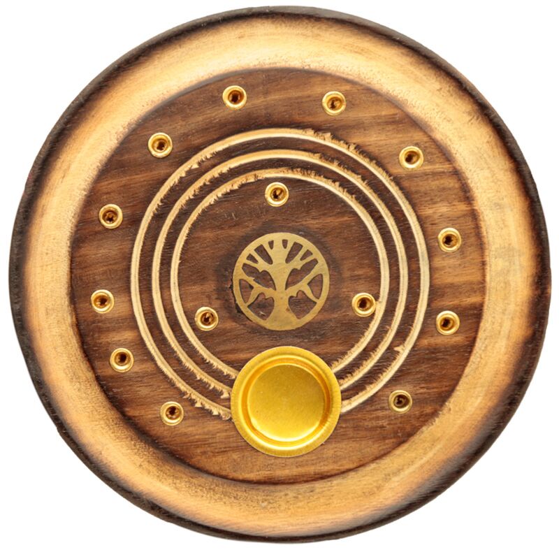 Load image into Gallery viewer, Mangohout tree of life rond wierookhouder

