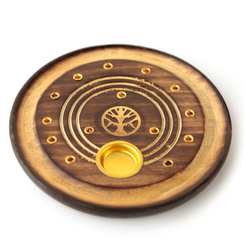 Load image into Gallery viewer, Mangohout tree of life rond wierookhouder
